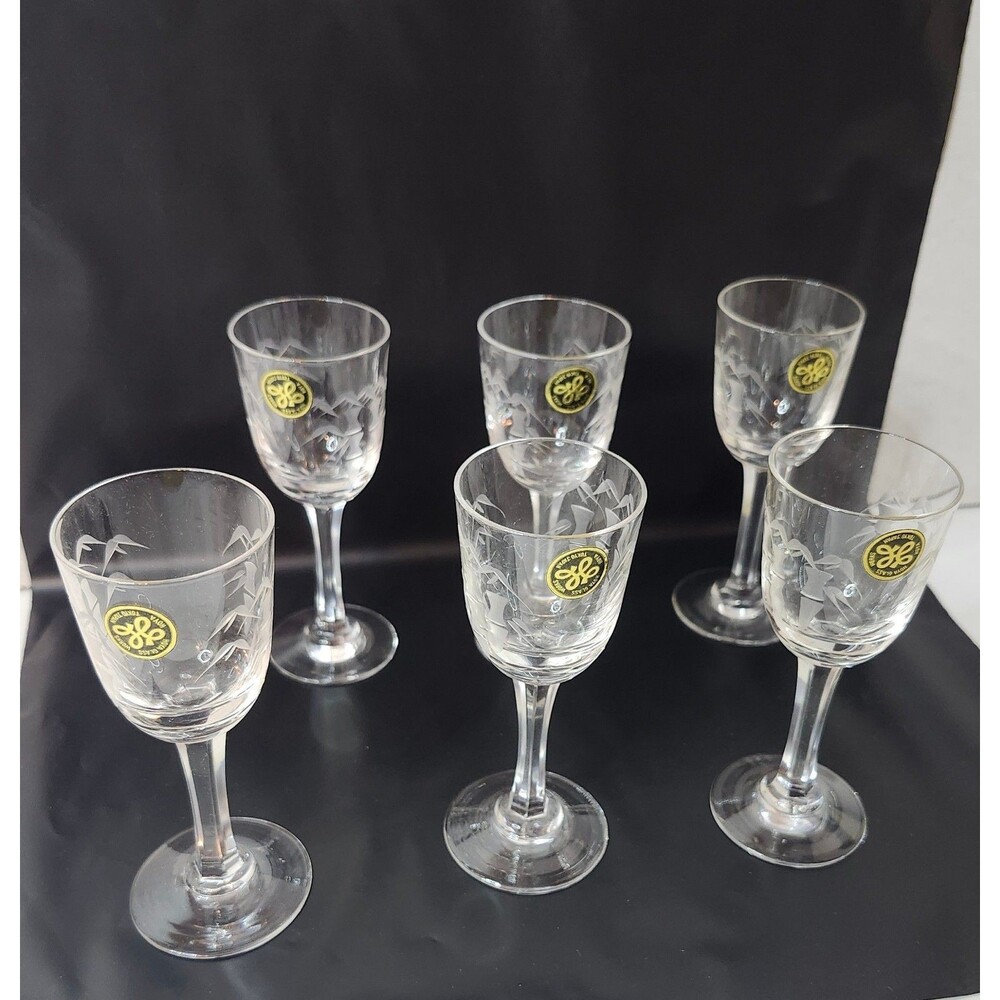 Hoya Sherri Wine Glasses 1.5 Ounces Vintage Lot Of 6